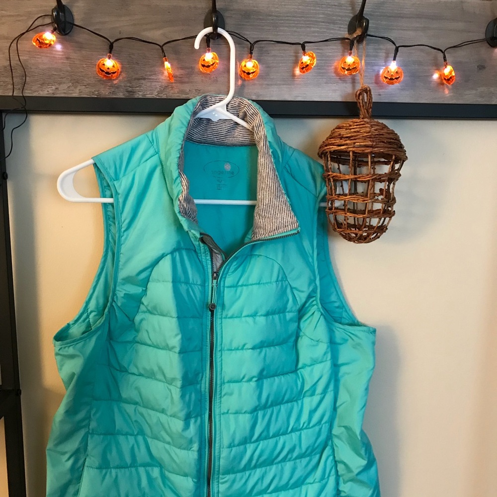 Tangerine quilted aqua vest